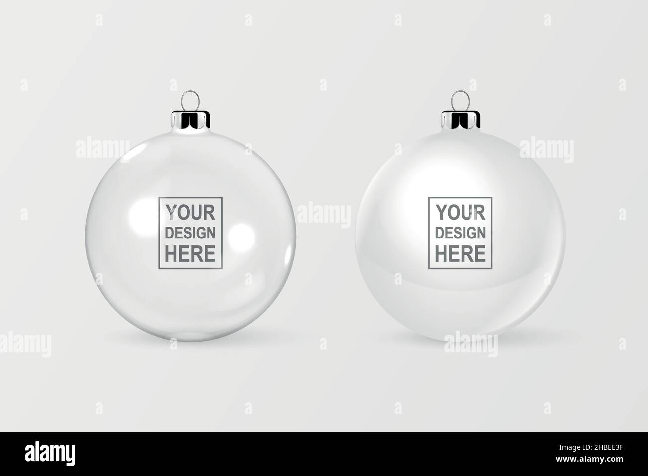 Vector Realistic 3D transparent et blanc boule de Noël en verre brillant icône, ensemble de maquettes fermé isolé.Modèle de conception de Noël et arbre du nouvel an Illustration de Vecteur