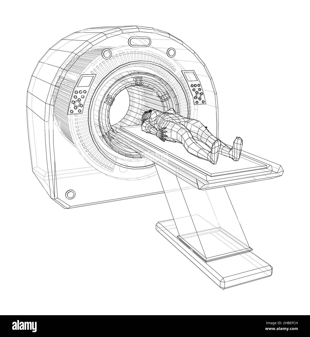 Patiente allongée sur un scanner CT ou IRM Banque D'Images
