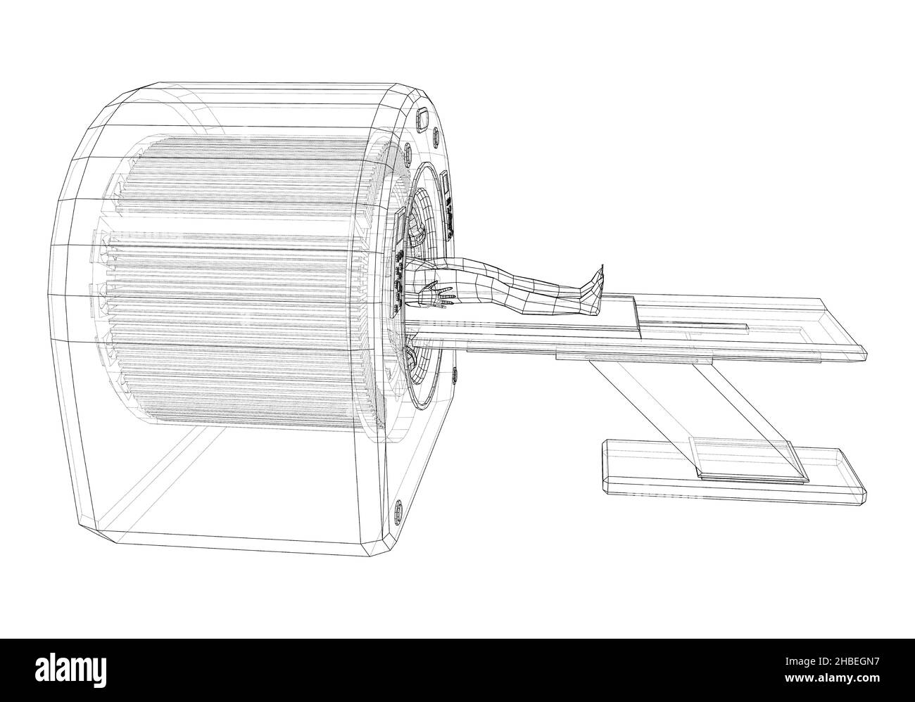 Patiente allongée sur un scanner CT ou IRM Banque D'Images