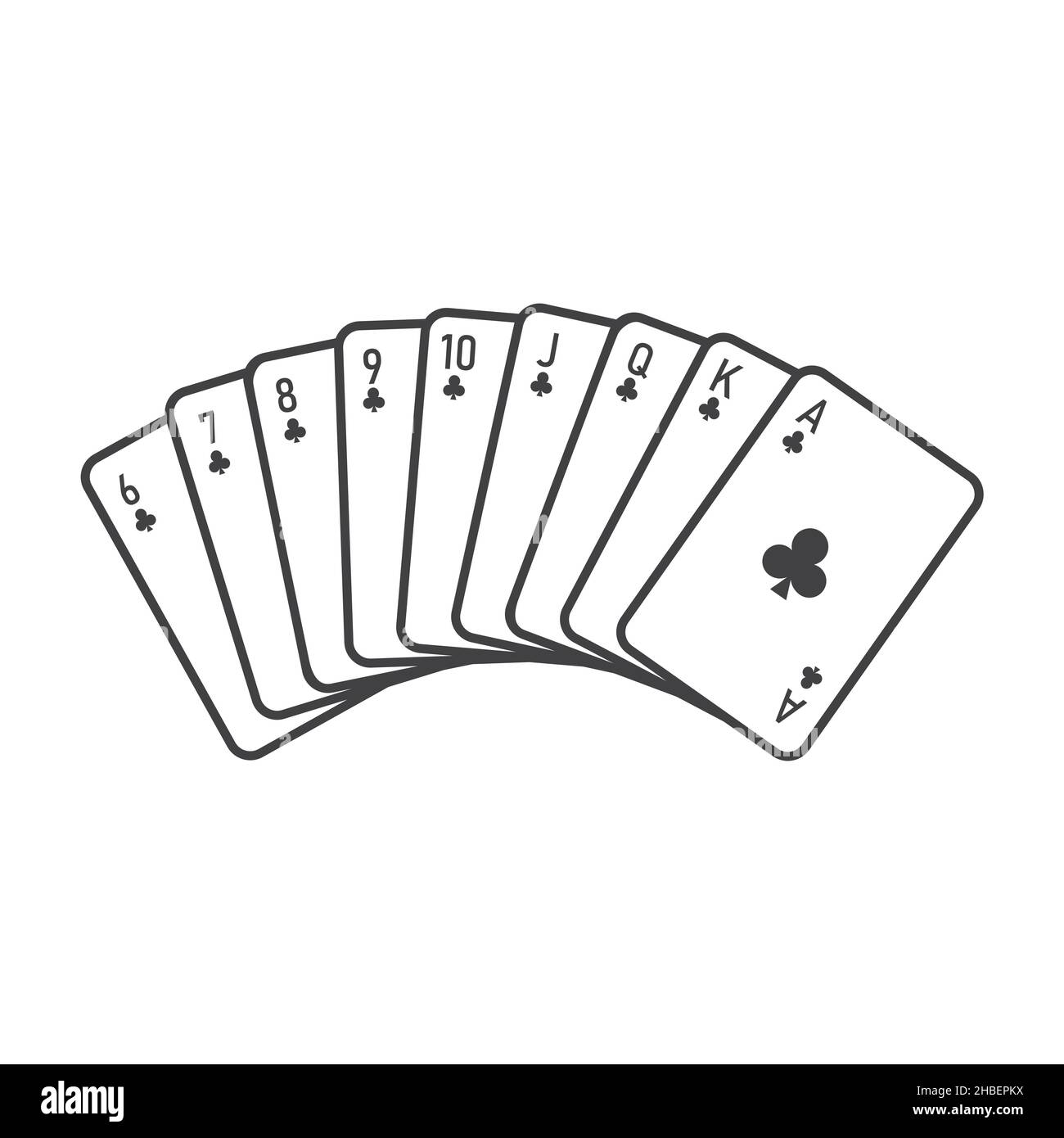 Jouer à des cartes de poker clubs de six à ace suit scénario ensemble Illustration de Vecteur