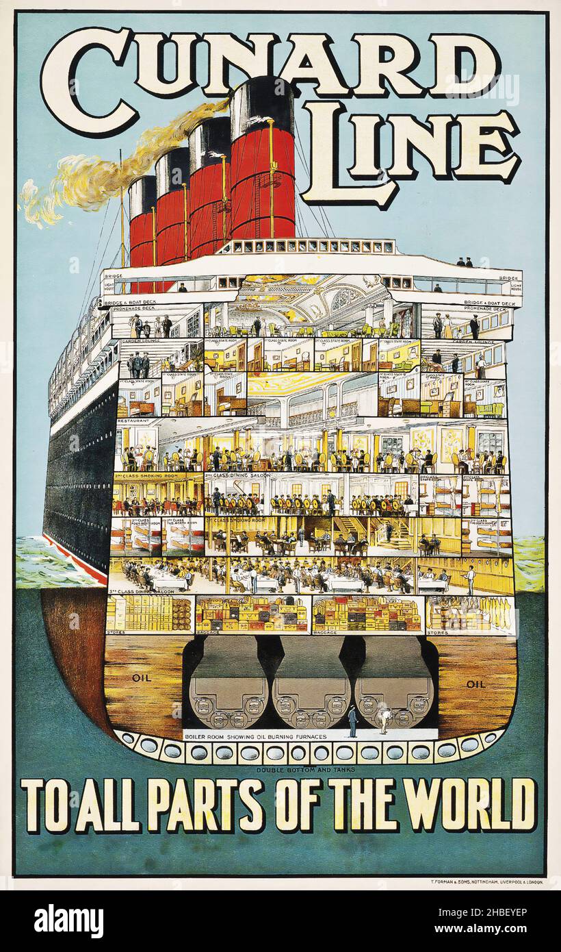 (ANONYME) CUNARD LINE, À TOUTES LES PARTIES DU MONDE, C 1914 Banque D'Images