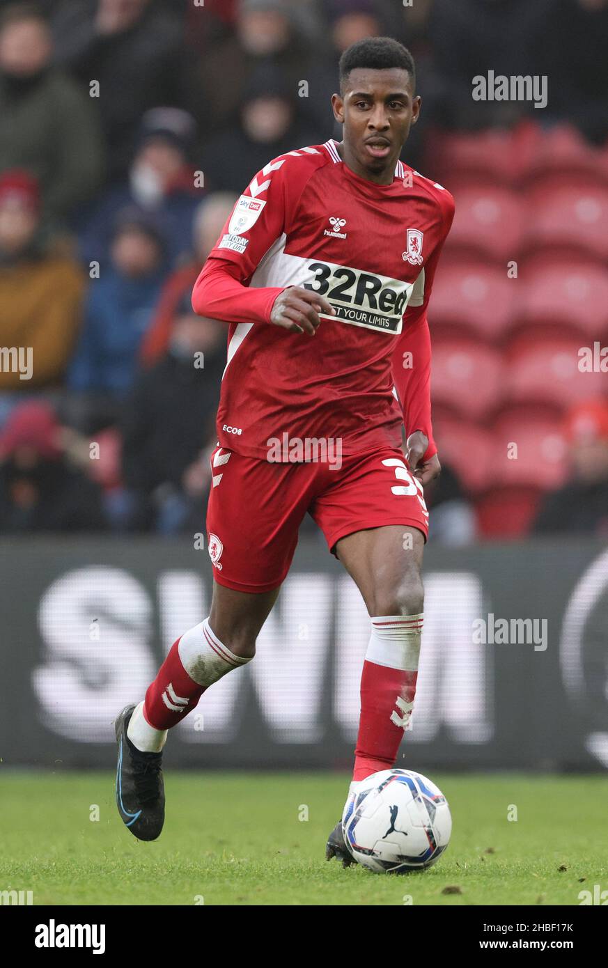 Isaiah Jones de Middlesbrough lors du match de championnat Sky Bet au stade Riverside, à Middlesbrough.Date de la photo: Samedi 18 décembre 2021. Banque D'Images