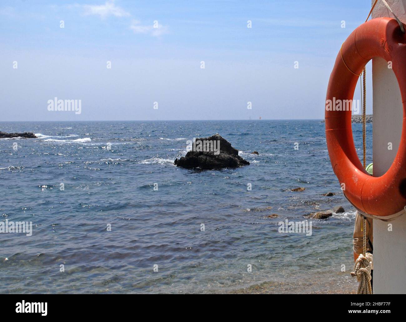 Anneau de sauvetage à Palamos.Costa Brava.Province de Gérone. catalogne, Espagne Banque D'Images