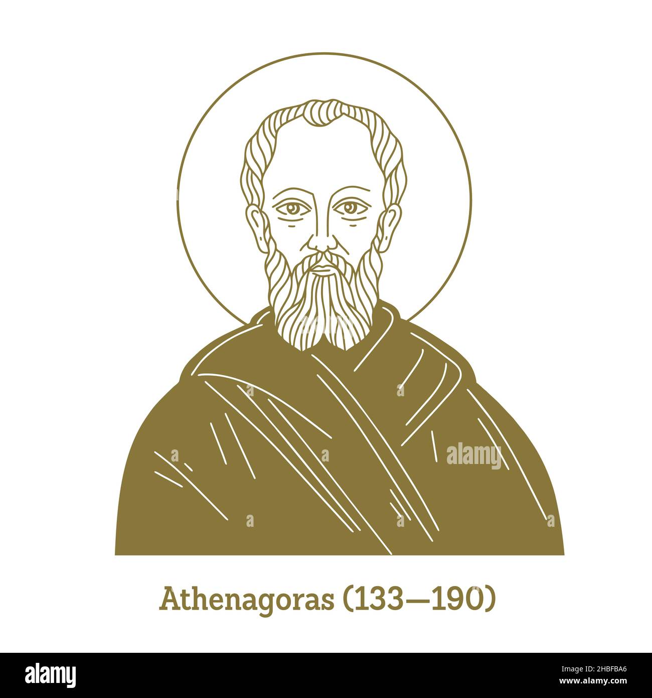 Athenagoras (133-190) était un Père de l'Église, un apologiste chrétien Ante-Nicene qui a vécu pendant la seconde moitié du 2nd siècle Illustration de Vecteur