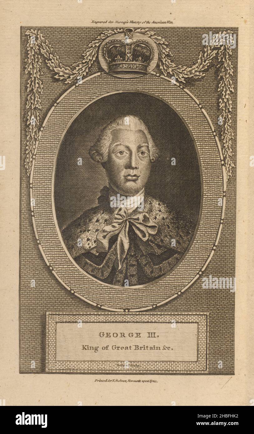 Gravure du roi George III d'Angleterre par Robert Pollard ca.1782 Banque D'Images