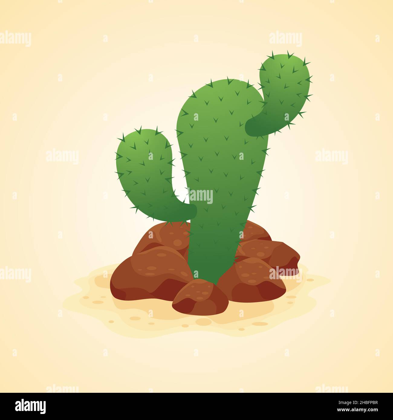 Illustration vectorielle Cactus avec style de dessin animé plat Illustration de Vecteur