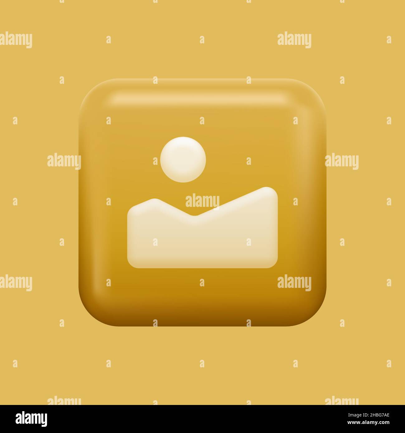 3D icône Galerie.Bouton jaune de l'application isolée.Illustration vectorielle Illustration de Vecteur