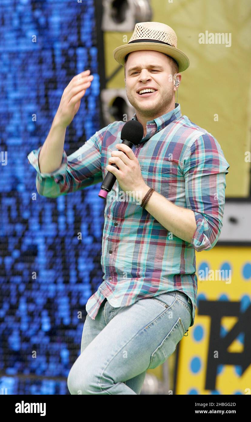 Olly murs se produit au T4 sur la plage de Weston Supermare le 10,2011 juillet. Banque D'Images