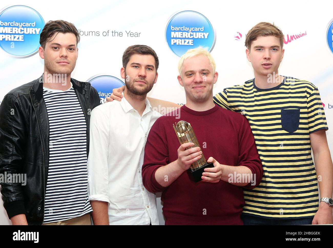 (De gauche à droite) Jeremy Pritchard, Michael Spearman, Jonathan Higgs et Alex Robertshaw de tout au cours de l'annonce des nominations au prix Barclaycard Mercury à l'hôpital de Londres où leur album Man Alive a été nominé. Banque D'Images