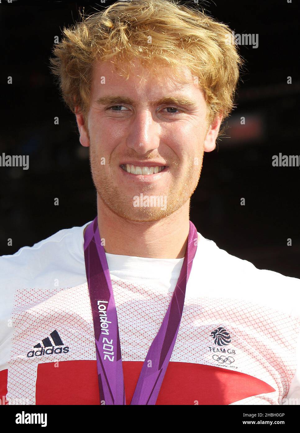 Greg Searle, médaillé de bronze olympique dans le tournoi d'aviron masculin 8, assiste au concert BT London Live célébrant les Jeux Olympiques à Hyde Park, dans le centre de Londres. Banque D'Images