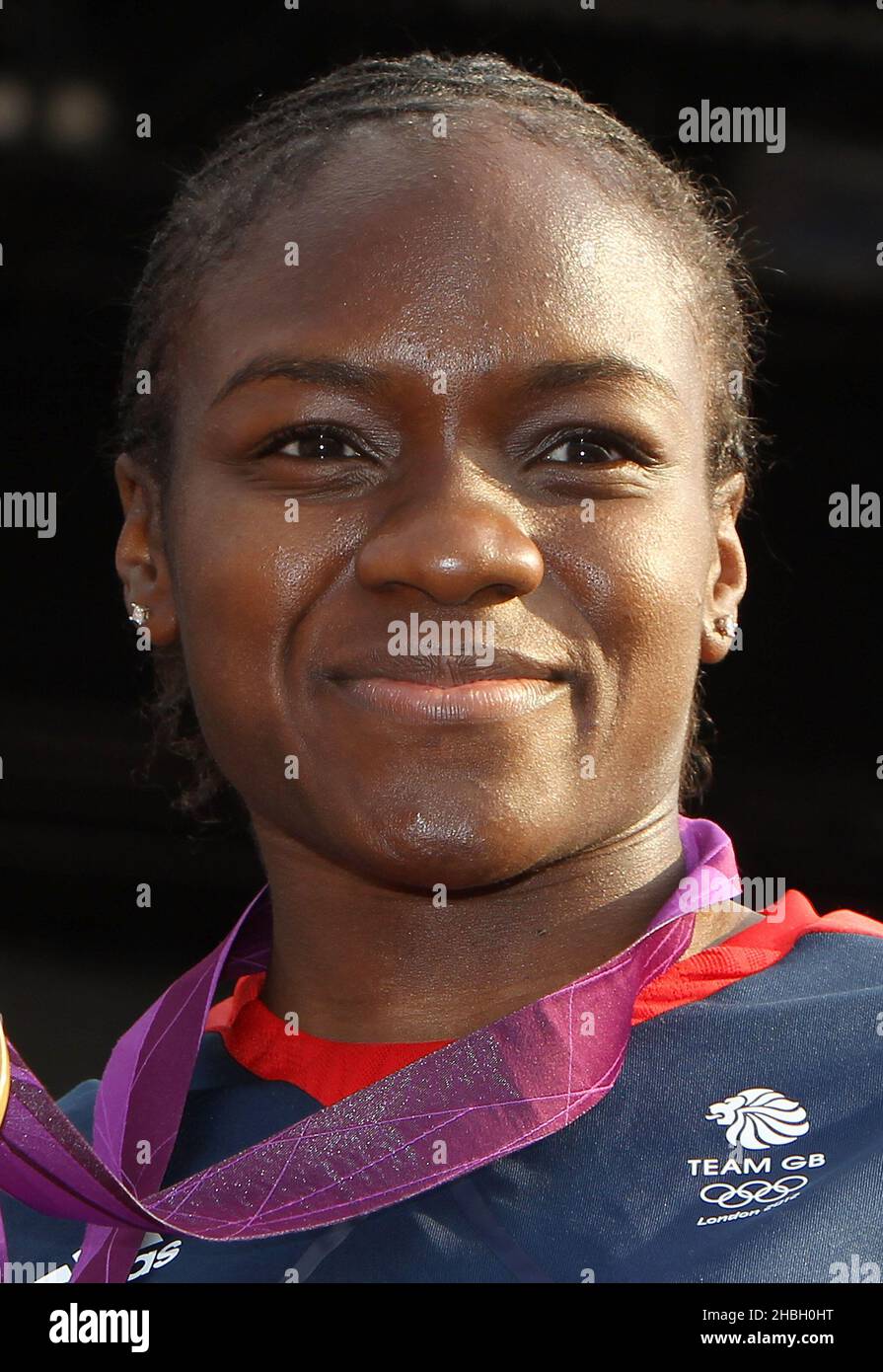 Nicola Adams médaillée d'or olympique féminine au BT London Live pour célébrer les Jeux Olympiques, Hyde Park, dans le centre de Londres. Banque D'Images