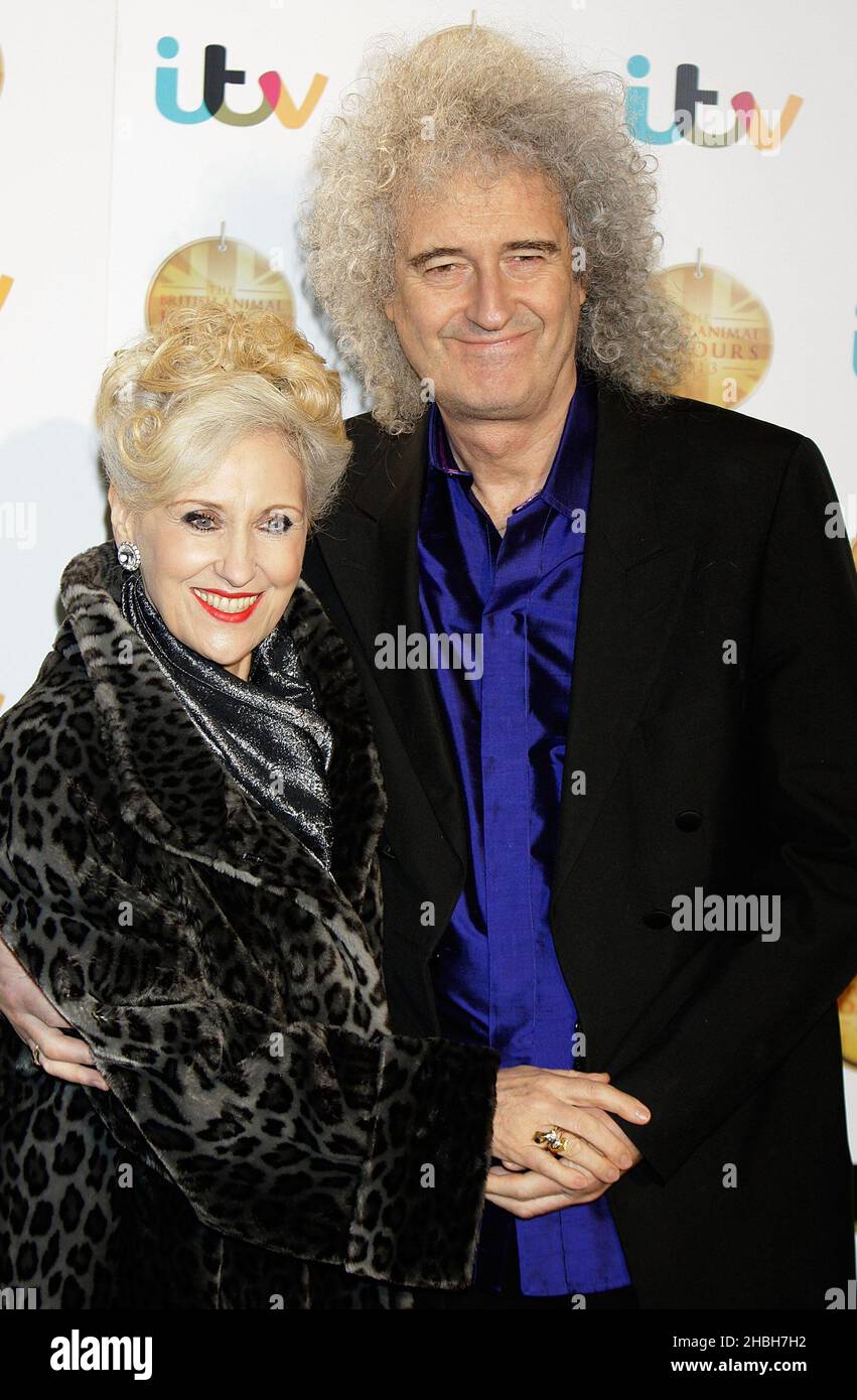 Anita Dobson et Brian May assistent aux British Animal Honors Awards 2013 à Elstree, Hertfordshire. Banque D'Images