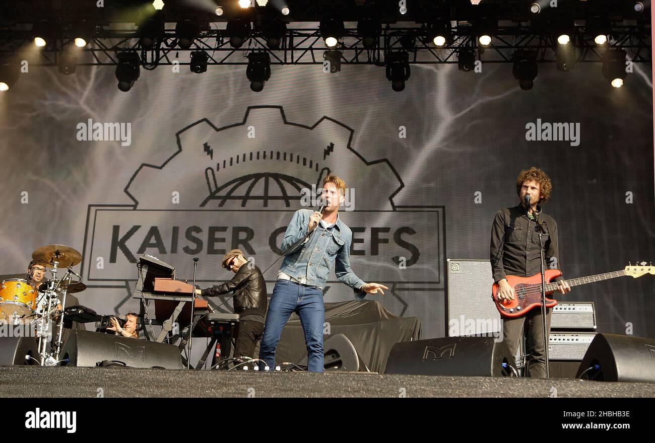 Ricky Wilson, du Kaiser Chiefs, se produit sur scène au Barclays Summertime  Festival, le Day Onein Hyde Park à Londres Photo Stock - Alamy