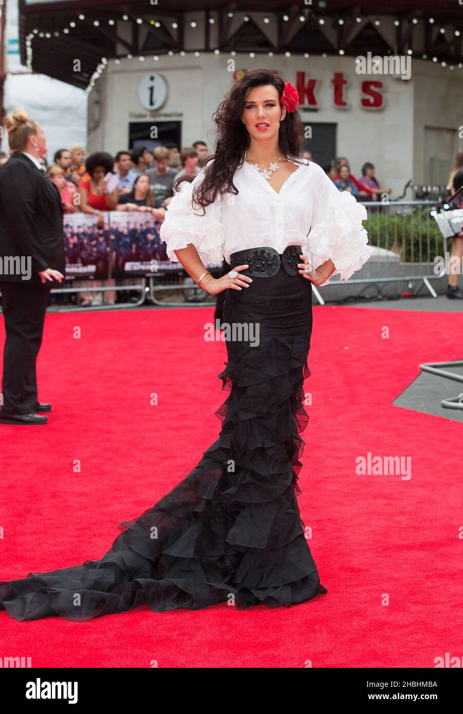 Natalie Burn participe à la première mondiale des Expendables 3 à l'Odeon de Leicester Square à Londres. Banque D'Images