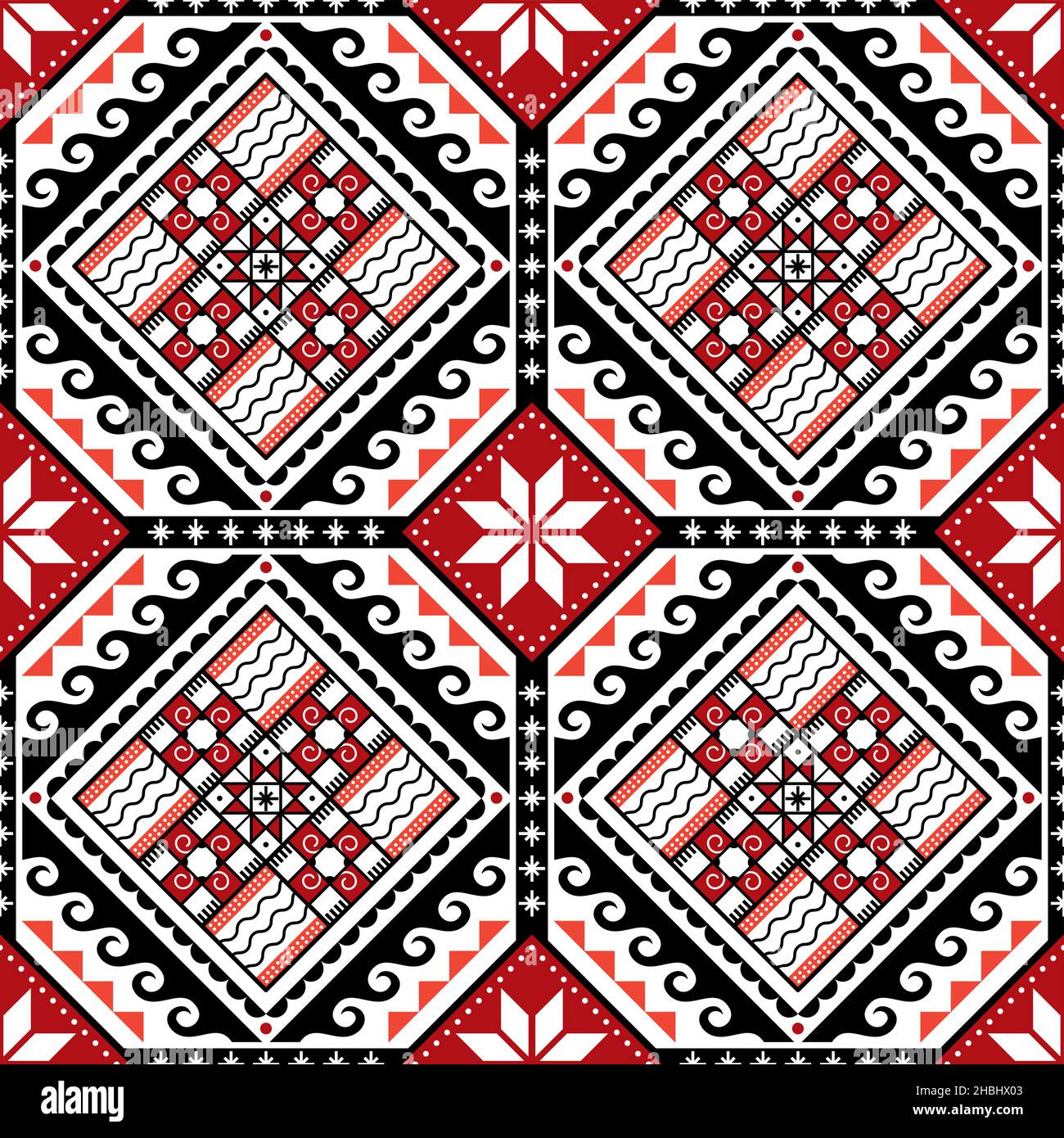 Hutsul Pisanky - traditionnel ukrainien oeufs de Pâques vecteur sans couture motif, fond décoratif avec étoiles et formes géométriques Illustration de Vecteur
