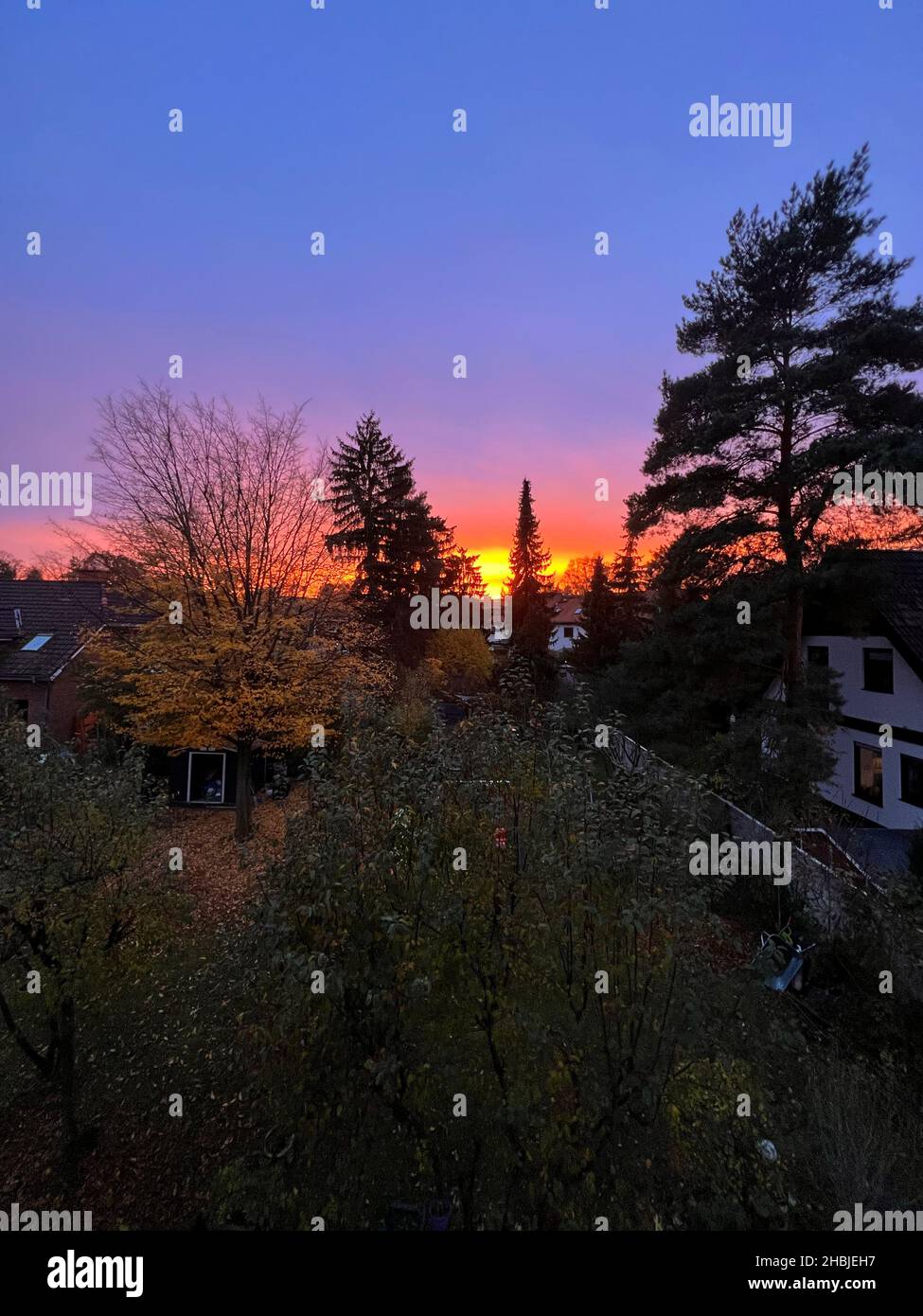 Coucher de soleil d'automne à Berlin Allemagne Banque D'Images