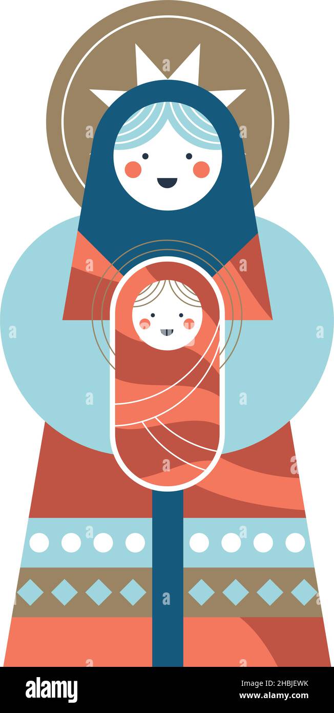 personnages de marie vierge et de jésus Illustration de Vecteur