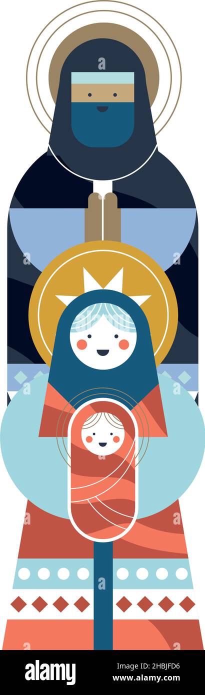 icône personnages de la famille du saint-noël Illustration de Vecteur