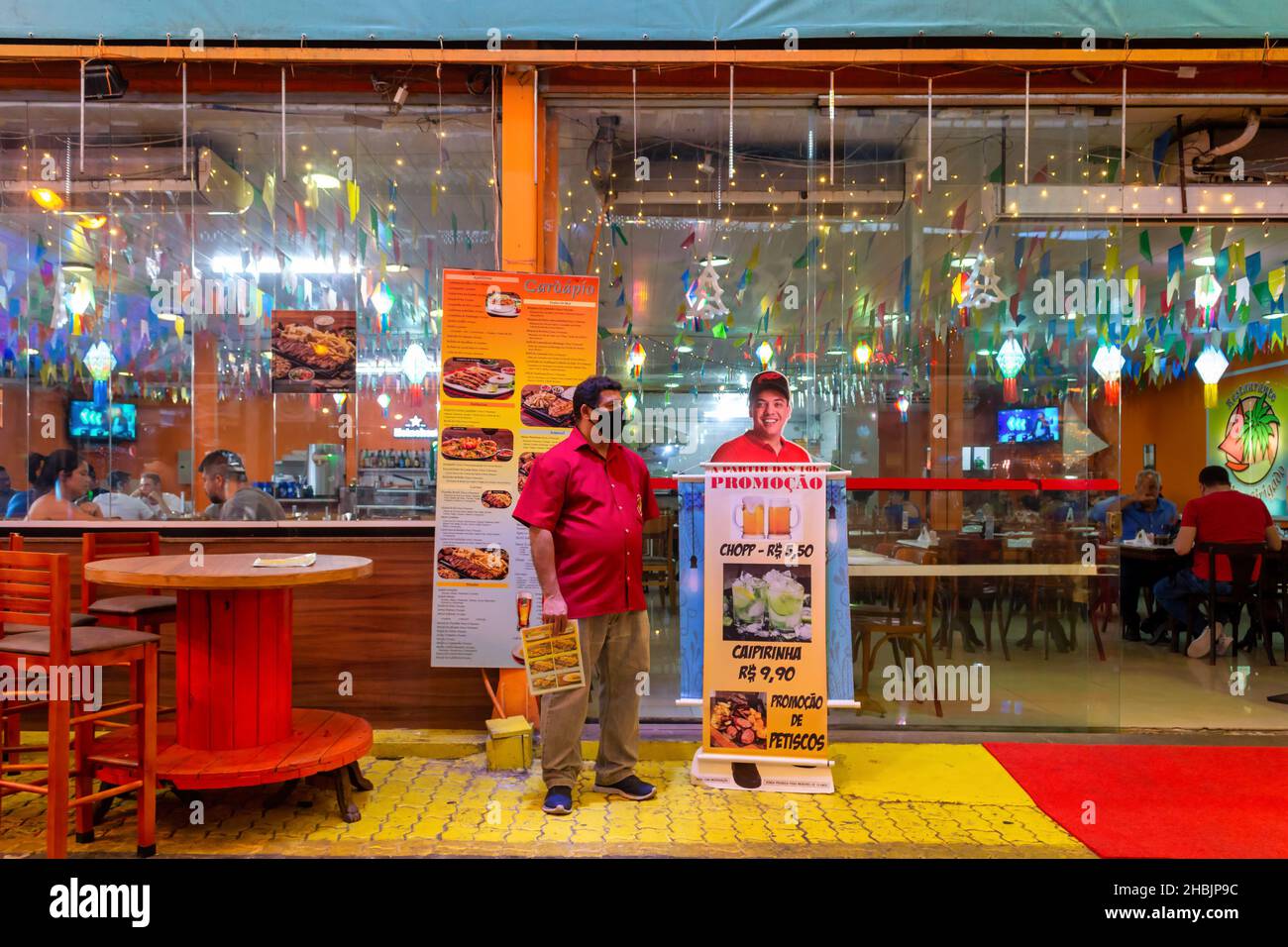 Restaurant dans le 'Feira Sao Cristovao'.La foire de Saint Christopher est un lieu célèbre et une attraction touristique qui présente le N du pays Banque D'Images