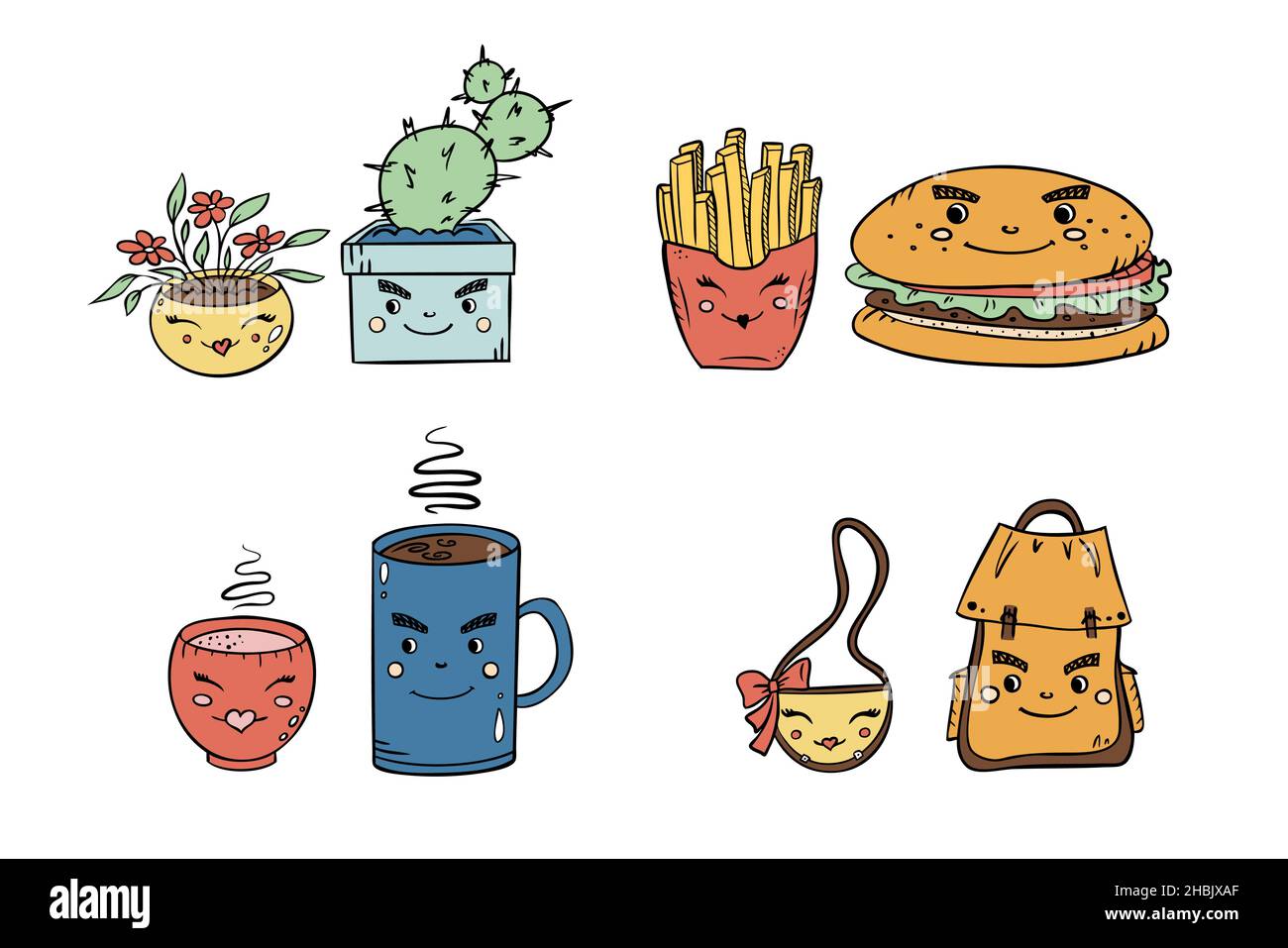 Mignon vecteur illustrations de couples d'articles pour cartes de Saint-Valentin au sujet de l'amour. Illustration de Vecteur