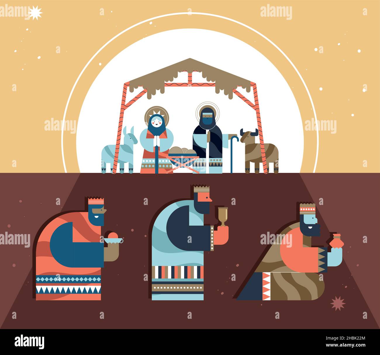 joyeux noël et personnages épiphany Illustration de Vecteur