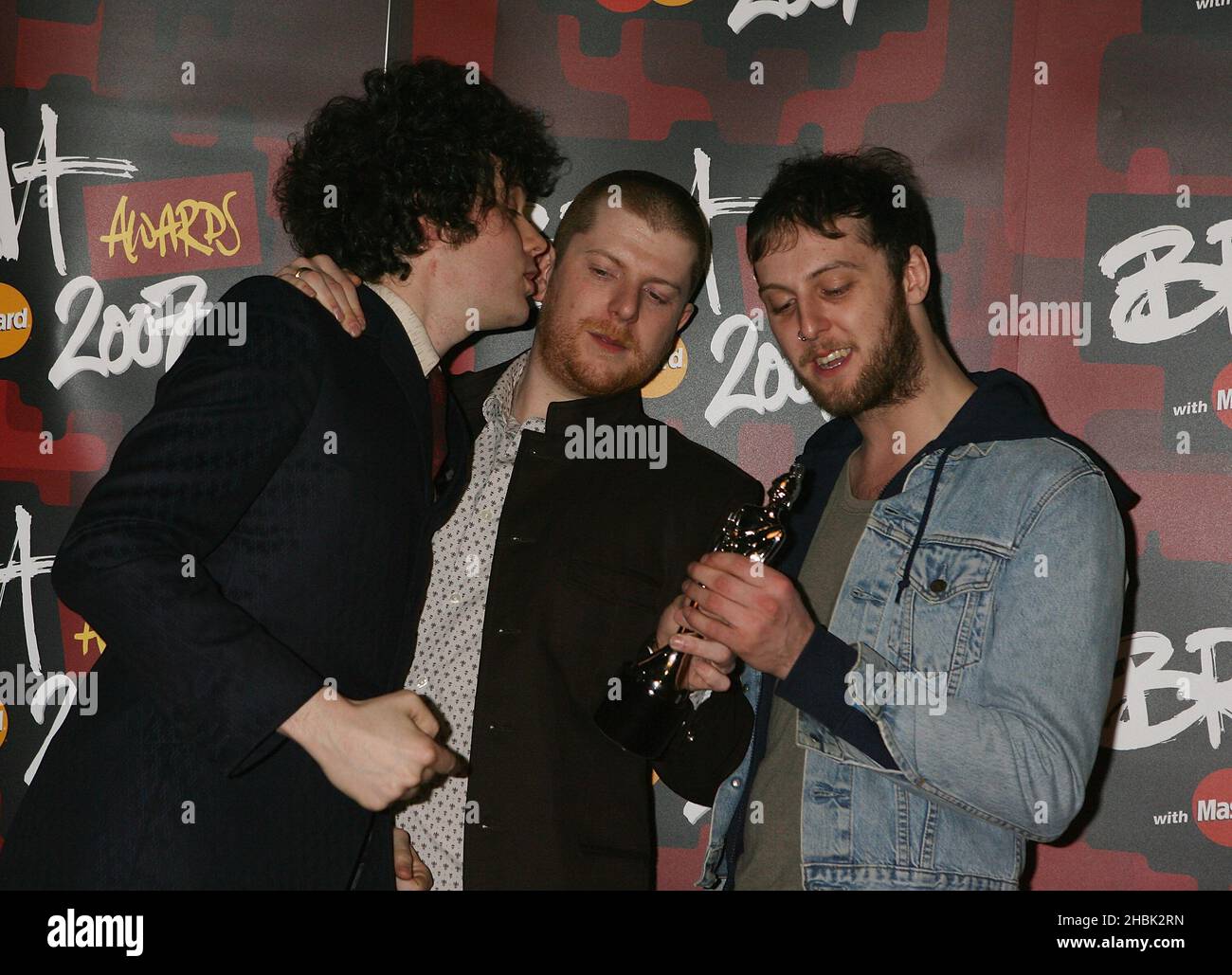 La Fratellis dans la salle de presse des Brit Awards 2007, Earls court, West London, le 14/02/2007. Banque D'Images