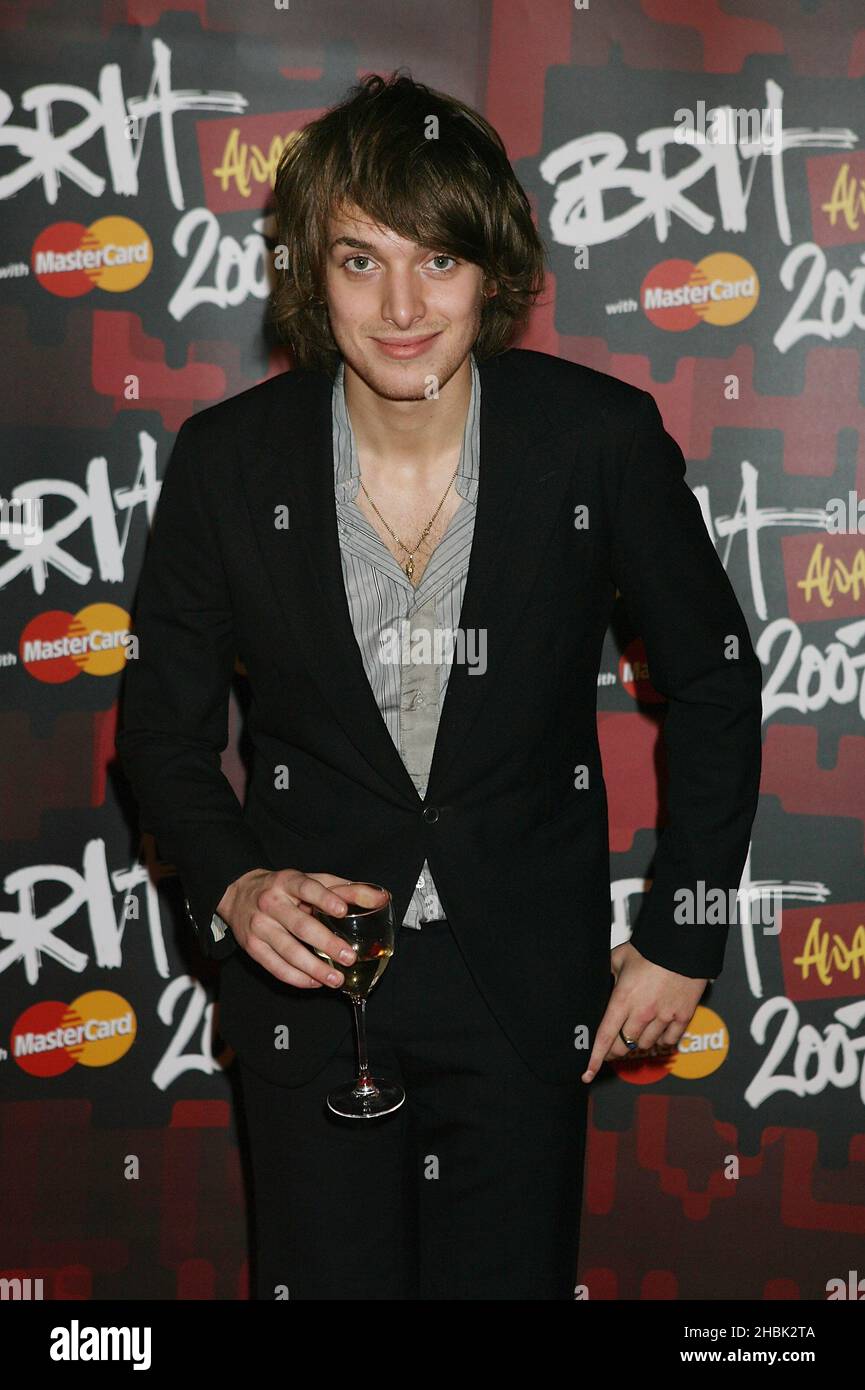 Paolo Nutini dans la salle de presse des Brit Awards 2007, Earls court, West London, le 14/02/2007. Banque D'Images