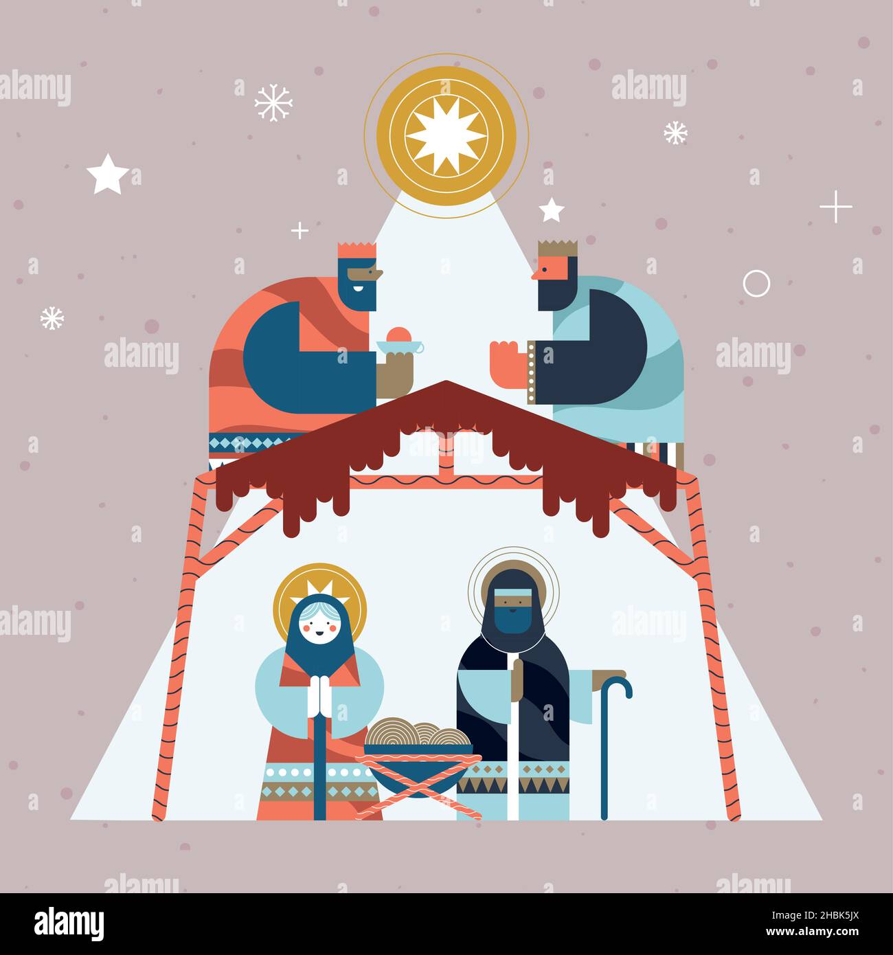 personnages epiphany dans une scène stable Illustration de Vecteur