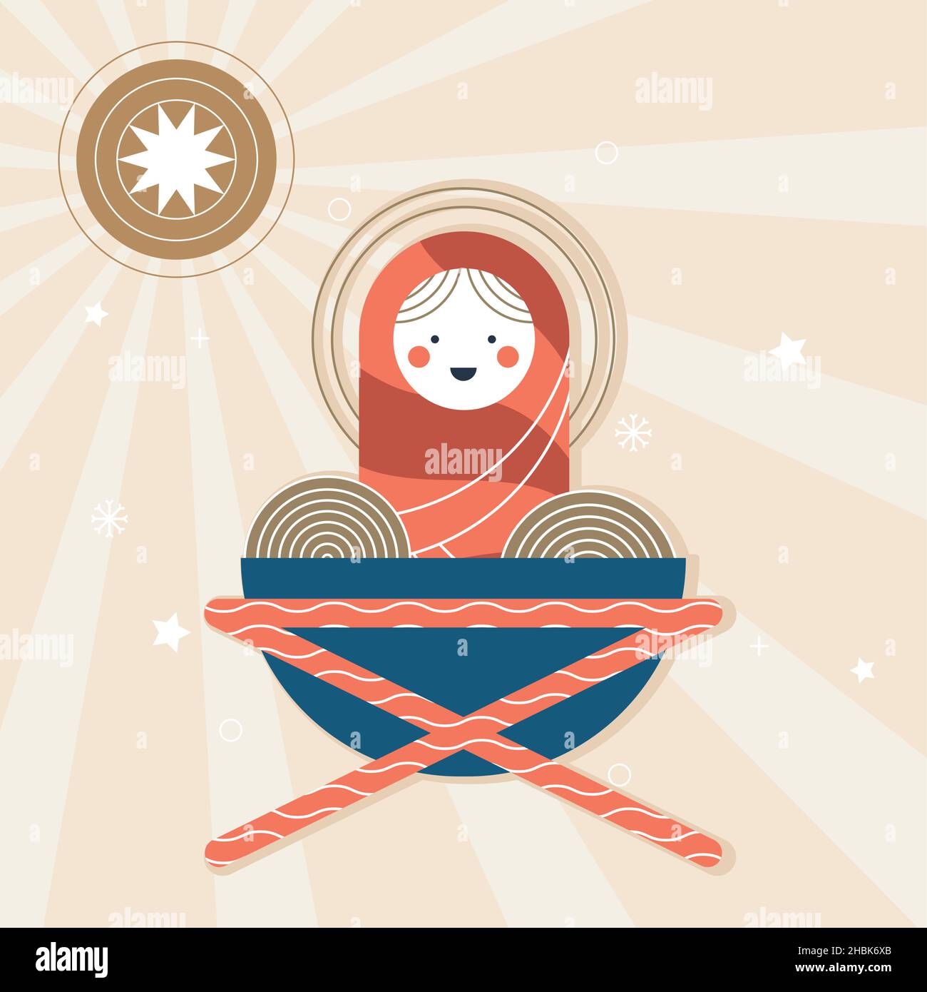 jésus bébé dans le personnage de berceau Illustration de Vecteur