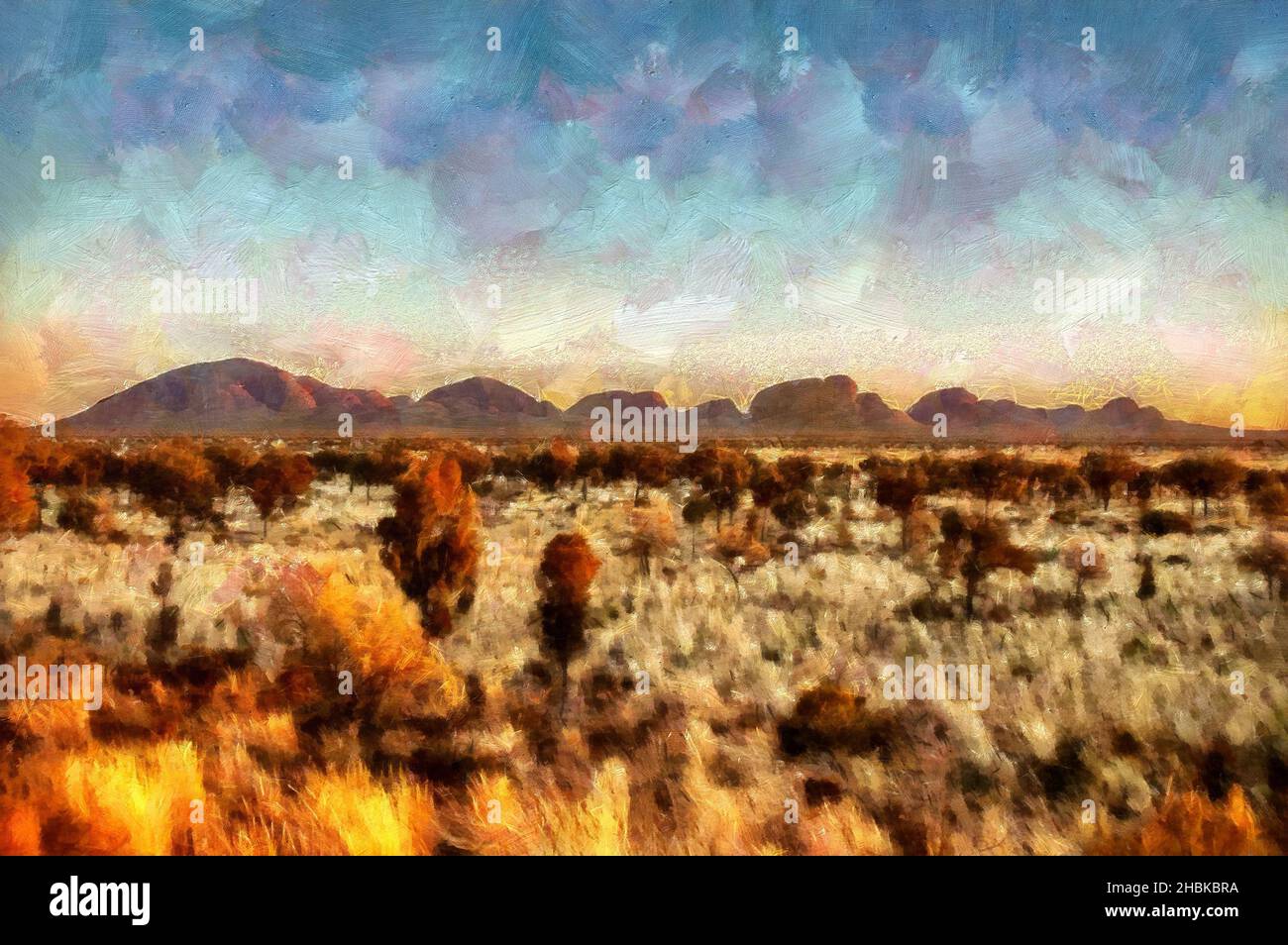 Beau paysage de la nature.Scène de voyage colorée.Lieu touristique extérieur célèbre.Peinture murale de grande taille art dessin à la main avec pinceau à huile Banque D'Images