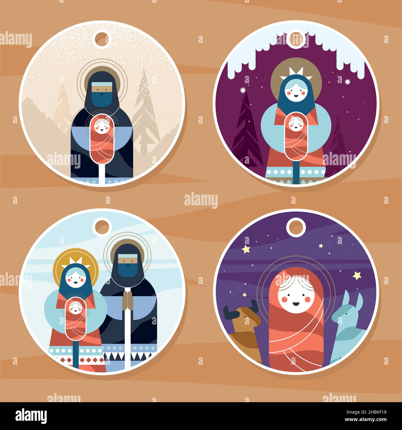 quatre étiquettes de noël Illustration de Vecteur