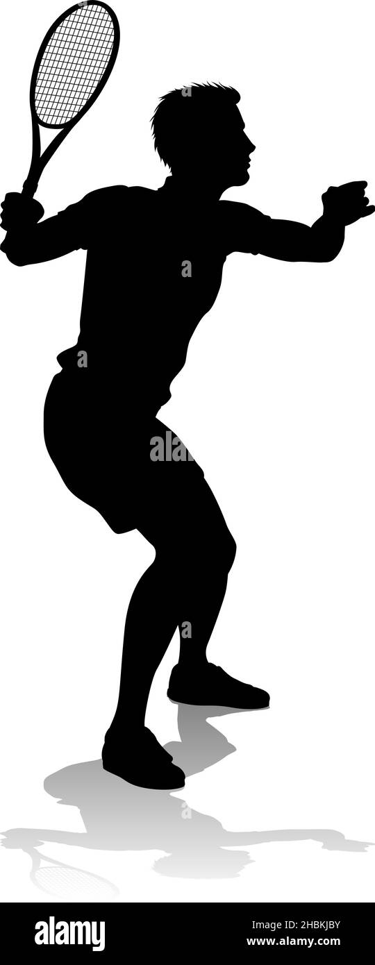 Tennis Silhouette Sport joueur Homme Illustration de Vecteur
