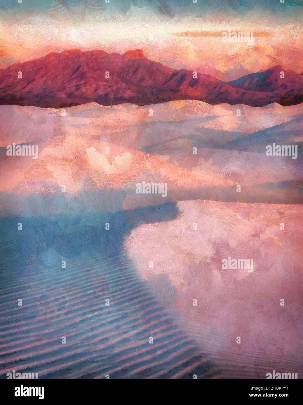 Beau paysage de la nature.Scène de voyage colorée.Lieu touristique extérieur célèbre.Peinture murale de grande taille art dessin à la main avec pinceau à huile Banque D'Images