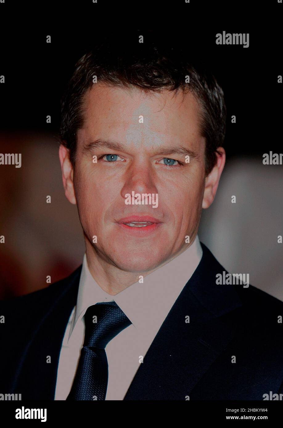 Matt Damon arrive à l'Invictus Premiere à l'Odeon, Leicester Square, Londres Banque D'Images