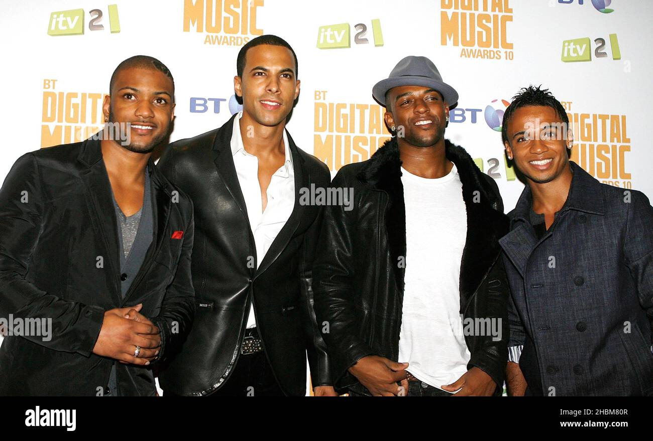 JLS arrive aux BT Digital Awards à la Roundhouse le 30 septembre 2010. Banque D'Images