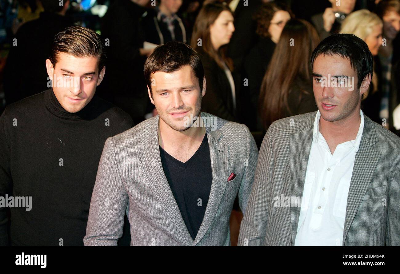 James 'Arg' argent, Mark Wright et Jack Tweed assistent à la première du film britannique 'Jackass 3D au BFI IMAX à Londres. Banque D'Images