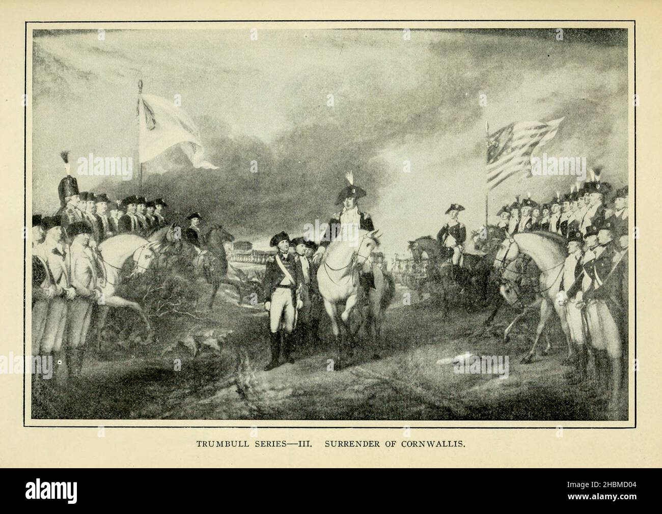 Trumbull (John Trumbull (6 juin 1756 – 10 novembre 1843)) série III – reddition de Cornwallis [la reddition de Lord Cornwallis est une peinture à l'huile de John Trumbull.La peinture a été achevée en 1820, et est suspendue dans la rotonde du Capitole des États-Unis à Washington, D.C., le tableau décrit la reddition du lieutenant général britannique Charles, Earl Cornwallis à Yorktown, en Virginie, le 19 octobre 1781, mettant fin au siège de Yorktown, et garantissant virtuellement l'indépendance américaine.Inclus dans la représentation sont de nombreux leaders des troupes américaines qui ont pris part au siège]. De la ' W Banque D'Images