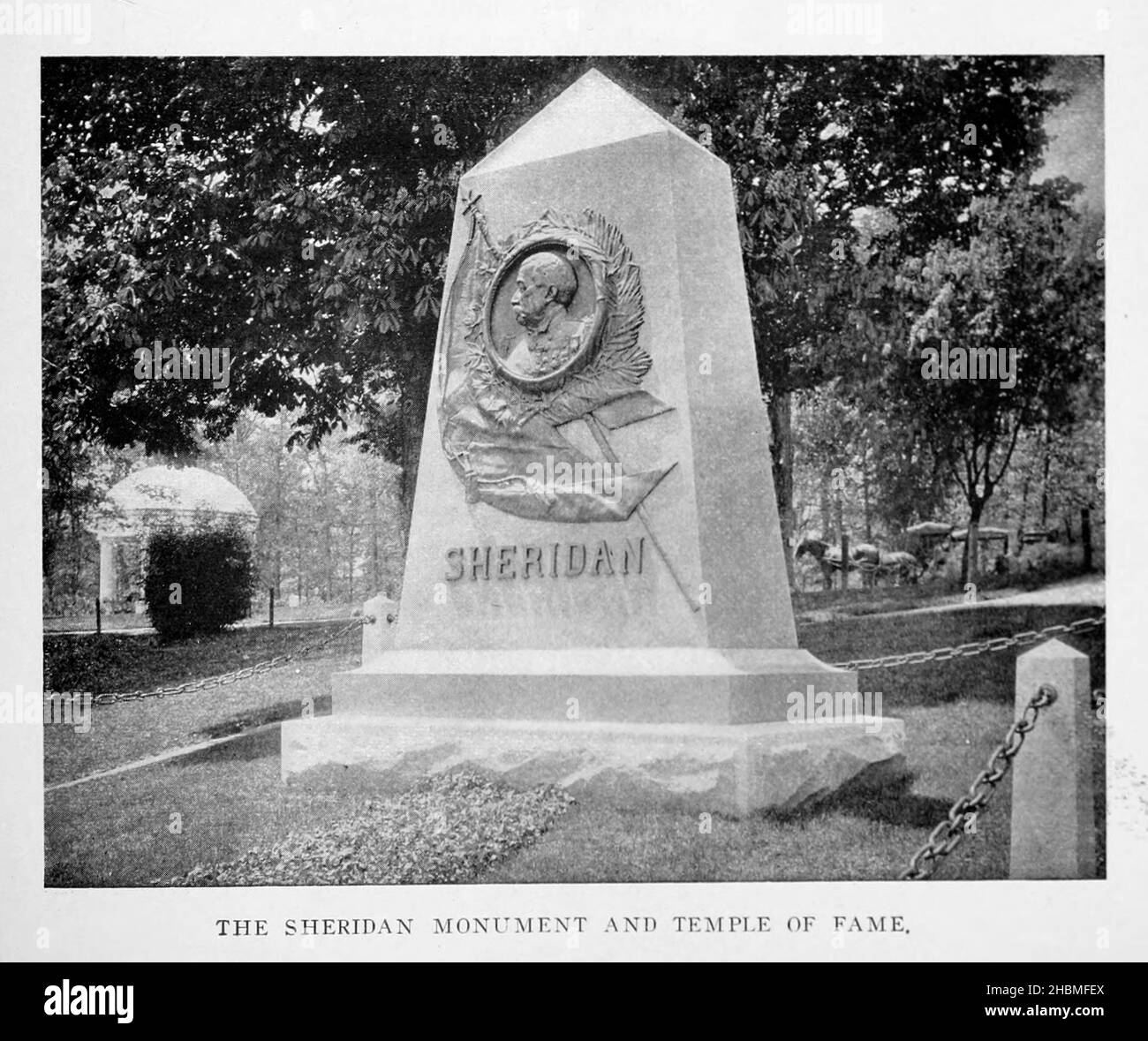 Le Sheridan Monument and Temple of Fame, Arlington [Philip Henry Sheridan (6 mars 1831[1] – 5 août 1888) était un officier de carrière de l'armée des États-Unis et un général de l'Union dans la guerre civile américaine] du ' Washington, un guide de la ville ',Prévu pour les délégués à la septième session du Congrès international des chemins de fer, du 3 au 4 mai 1905 Banque D'Images