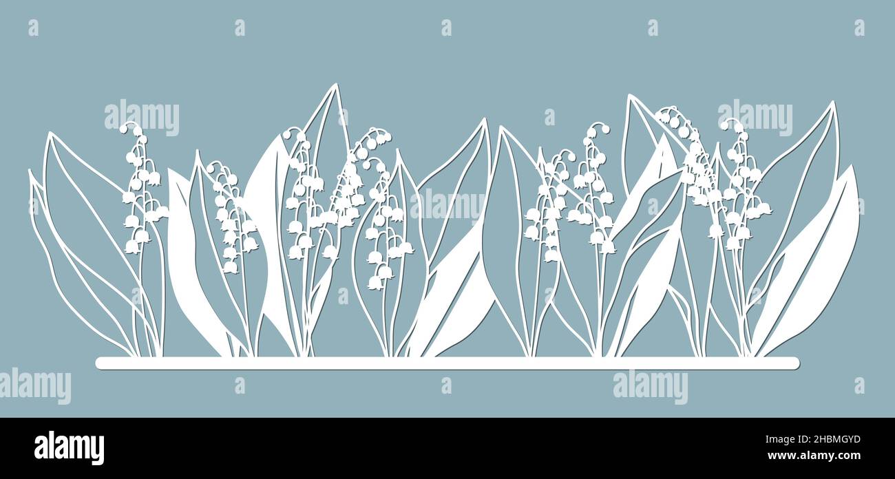 Iilies de la ligne de vallée.Modèle pour découpe au laser et traceur.Fleurs, feuilles pour la décoration.Illustration vectorielle.Autocollant fleurs. Traceur et s Illustration de Vecteur
