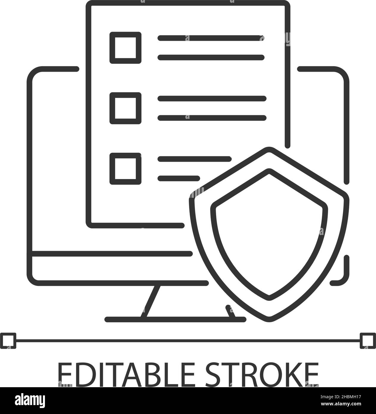 Icône linéaire de la politique cybernétique Illustration de Vecteur