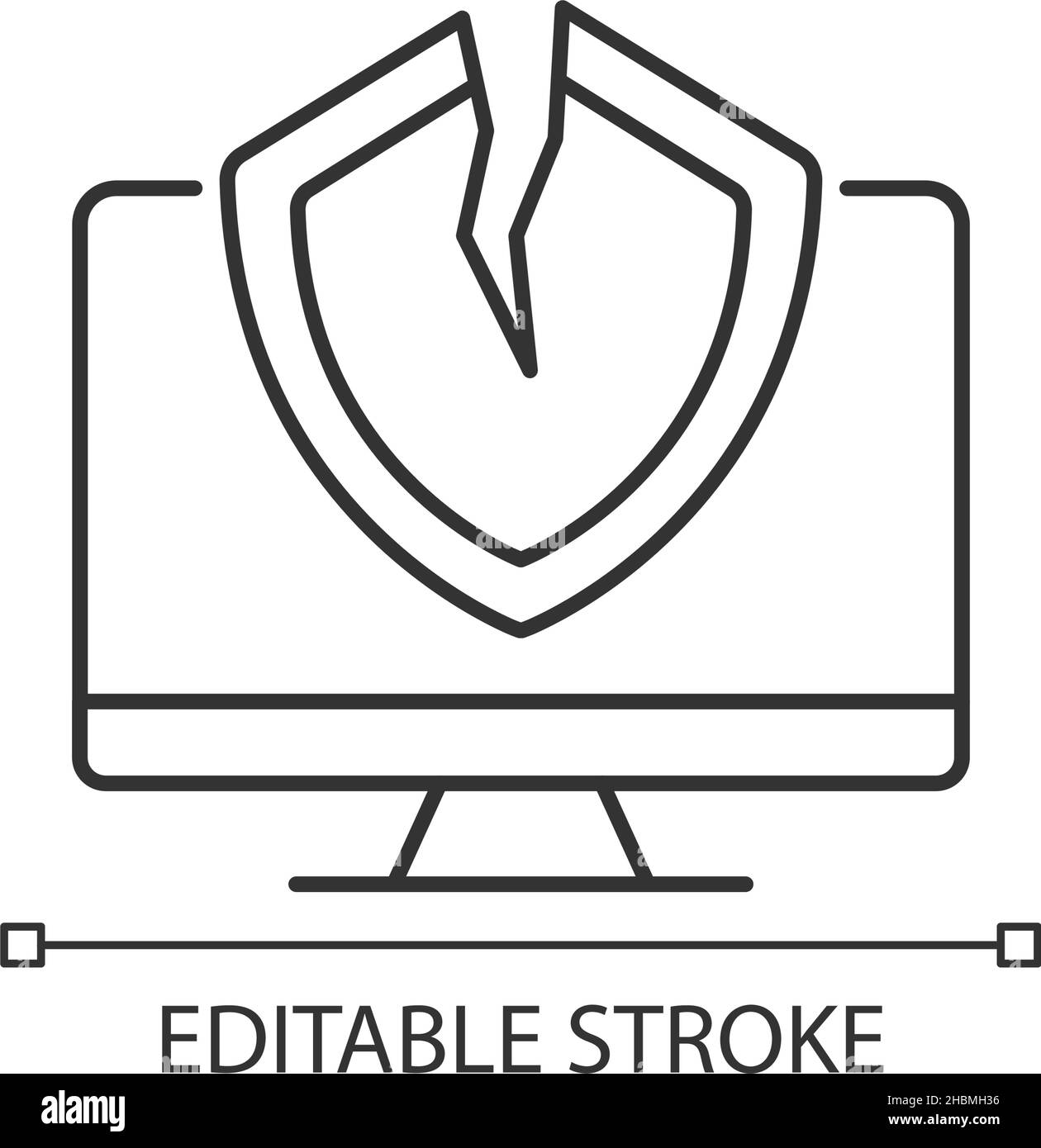 Icône linéaire de vulnérabilité de cybersécurité Illustration de Vecteur