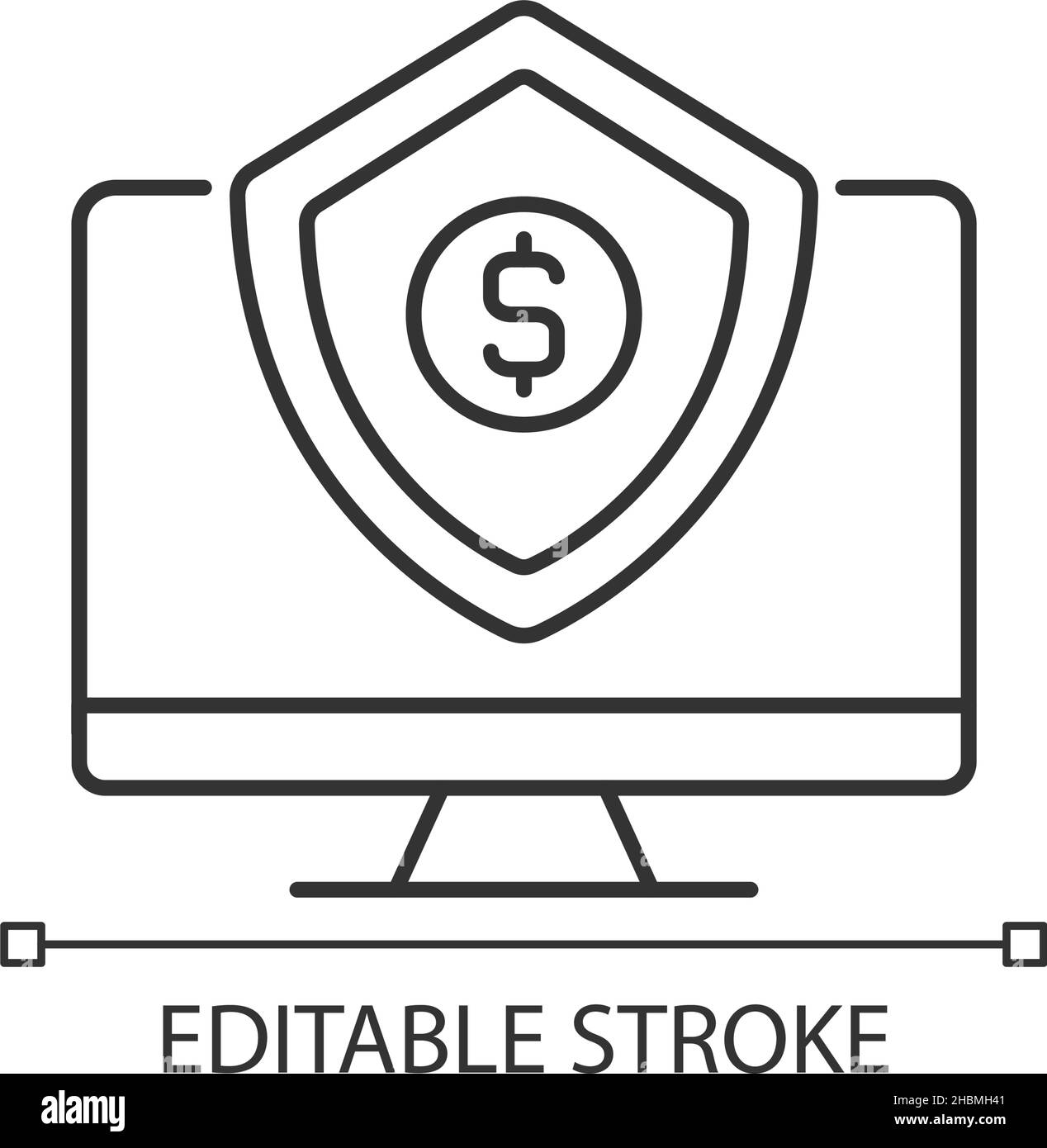 Icône linéaire de cyber-assurance Illustration de Vecteur
