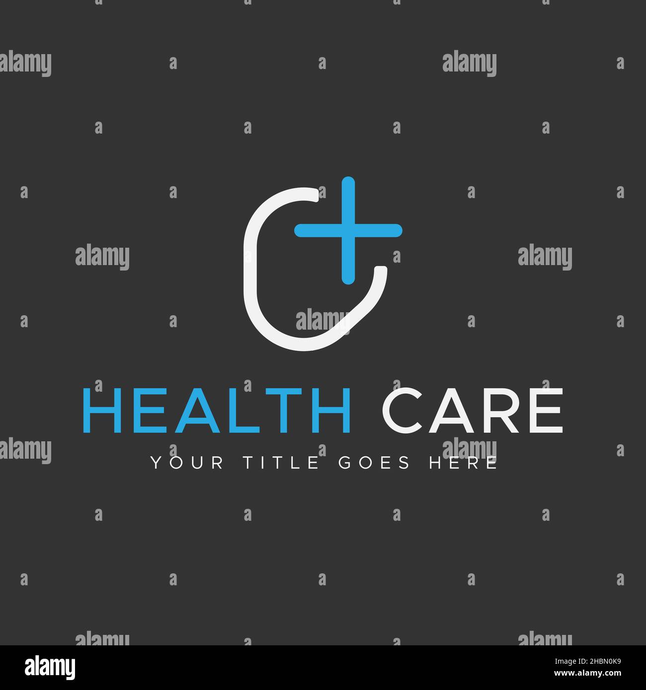 Logo Santé.Logo minimaliste de couleur bleue et blanche.logo abstrait. Illustration de Vecteur