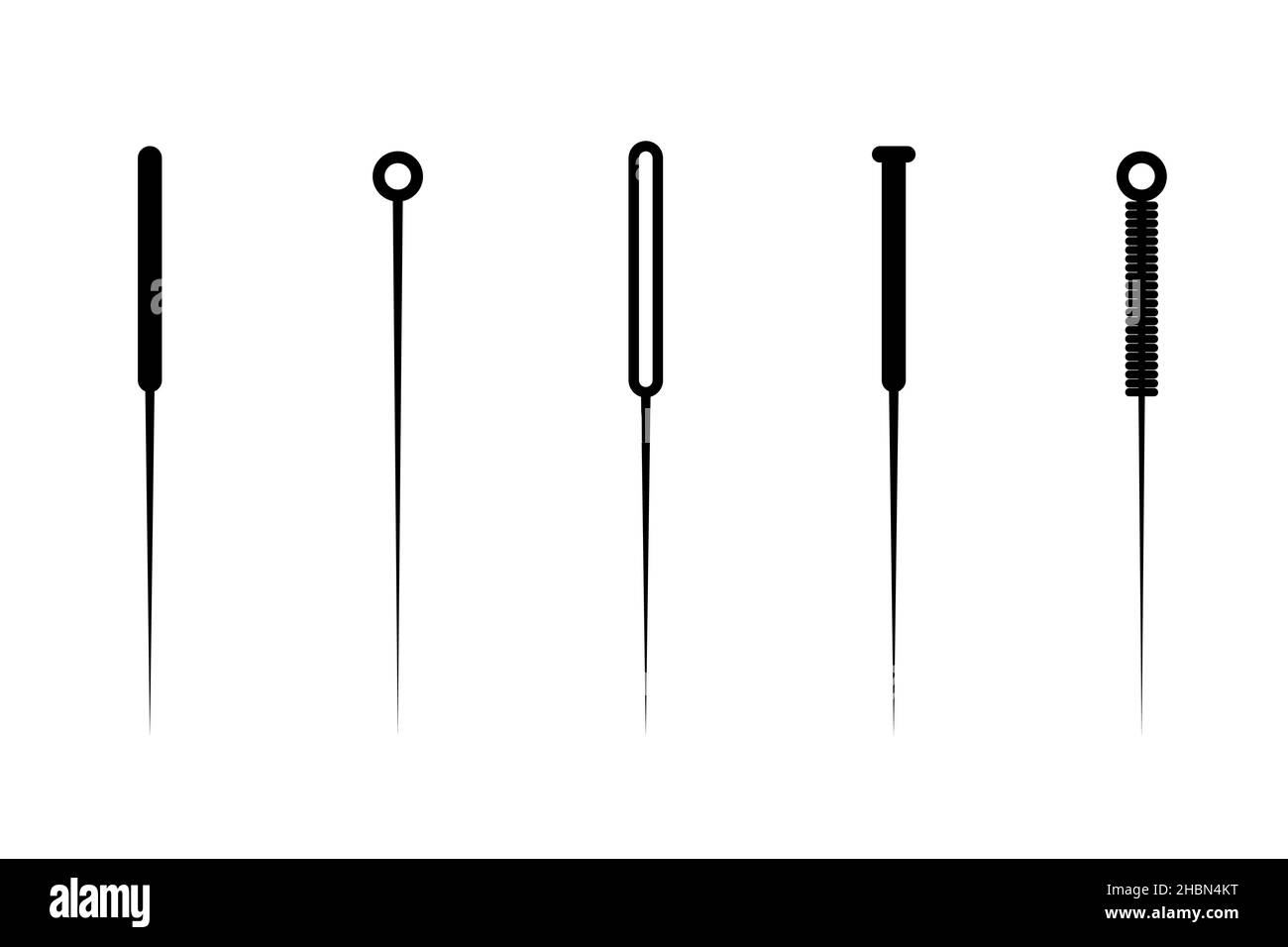 Jeu d'icônes d'acupuncture.Collection de symboles chinois de médecine alternative et de traitement par aiguille.Illustration du vecteur médical eps Illustration de Vecteur