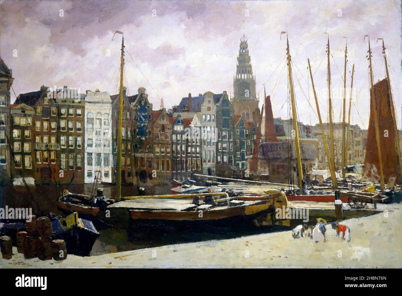 The Damrak, Amsterdam par l'artiste néerlandais George Hendrik Breitner (1857-1923), huile sur toile, 1903 Banque D'Images