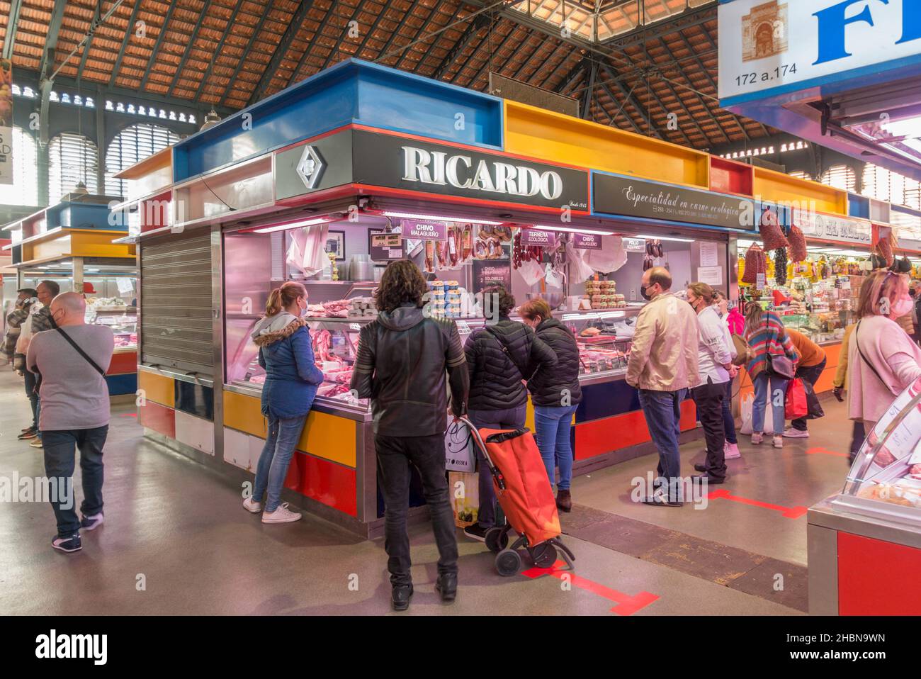 Malaga Espagne.Atarazanas, étals du marché couvert vendant des produits locaux à Malaga, Andalousie, Espagne. Banque D'Images