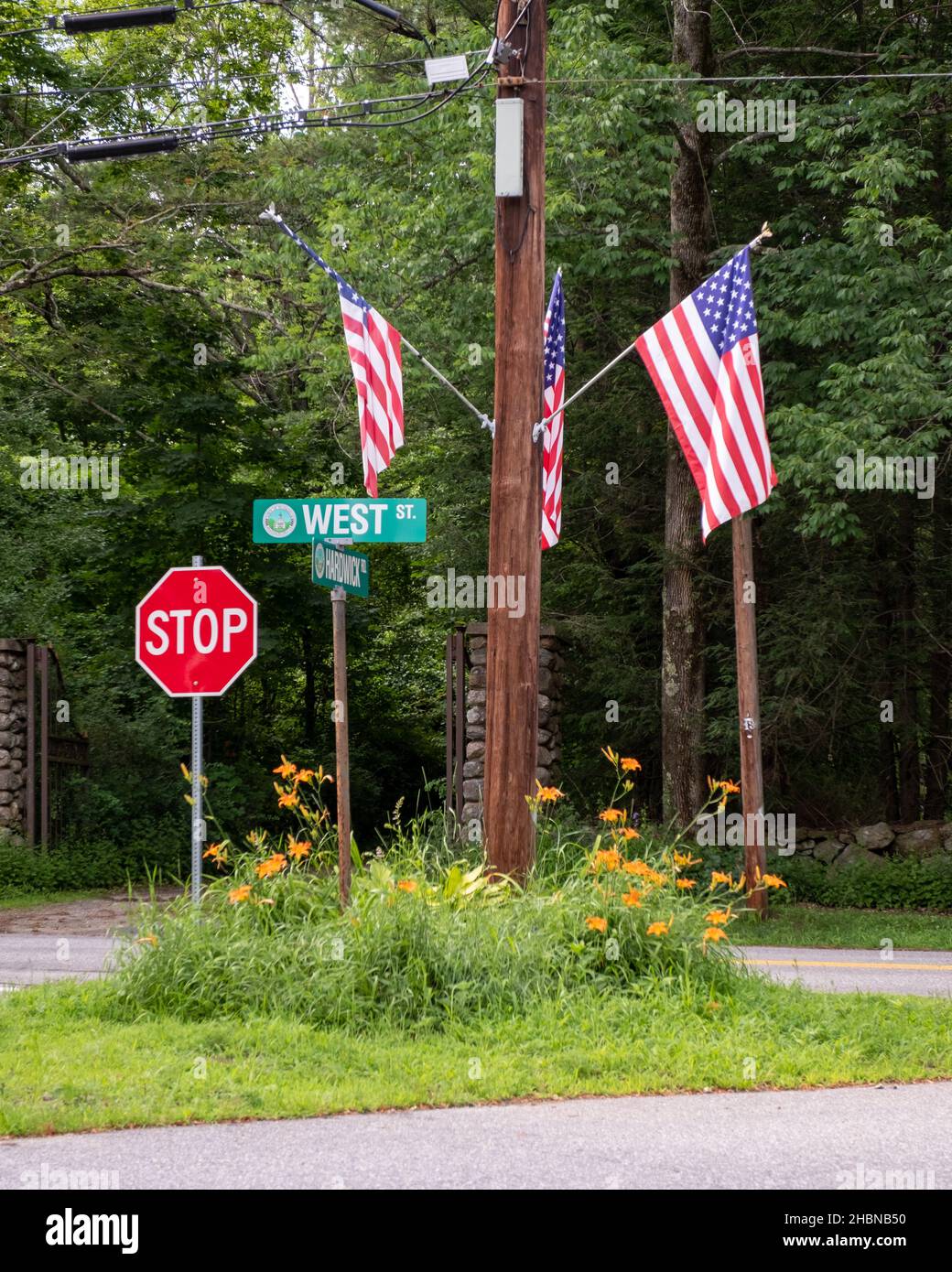 Intersection de la rue dans Petersham, Massachusetts Banque D'Images