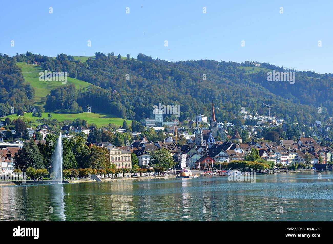Zug, Suisse, vue sur le lac de Zug Banque D'Images