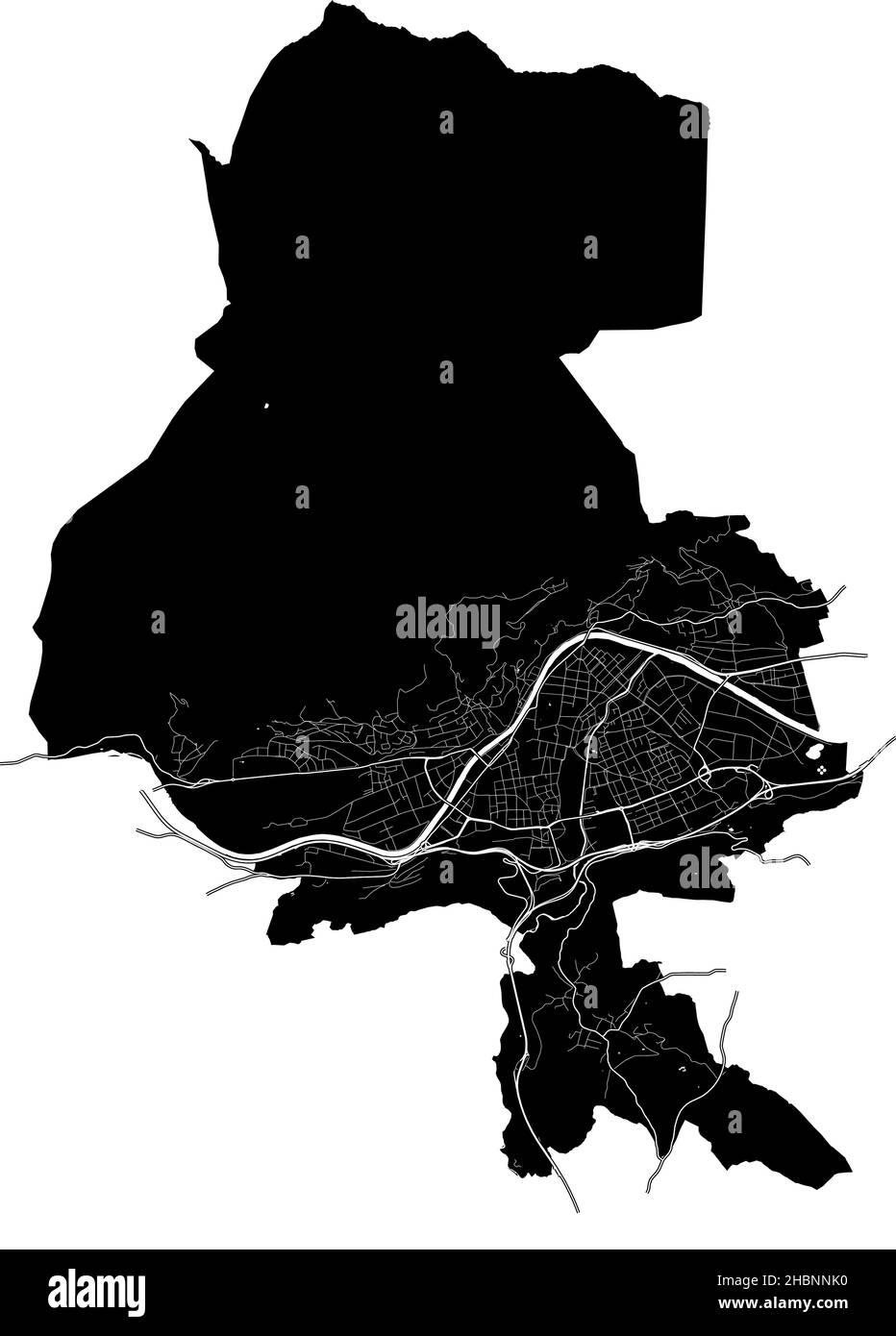 Innsbruck, Autriche, carte vectorielle haute résolution avec frontières de la ville et chemins modifiables.Le plan de la ville a été dessiné avec des zones blanches et des lignes pour le ro principal Illustration de Vecteur