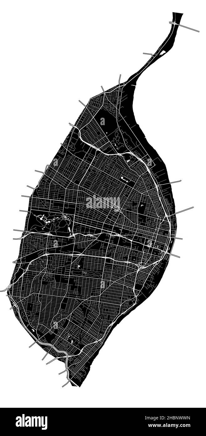 St. Louis, Missouri, États-Unis, carte vectorielle haute résolution avec limites de la ville et chemins modifiables.Le plan de la ville a été dessiné avec des zones blanches et l Illustration de Vecteur